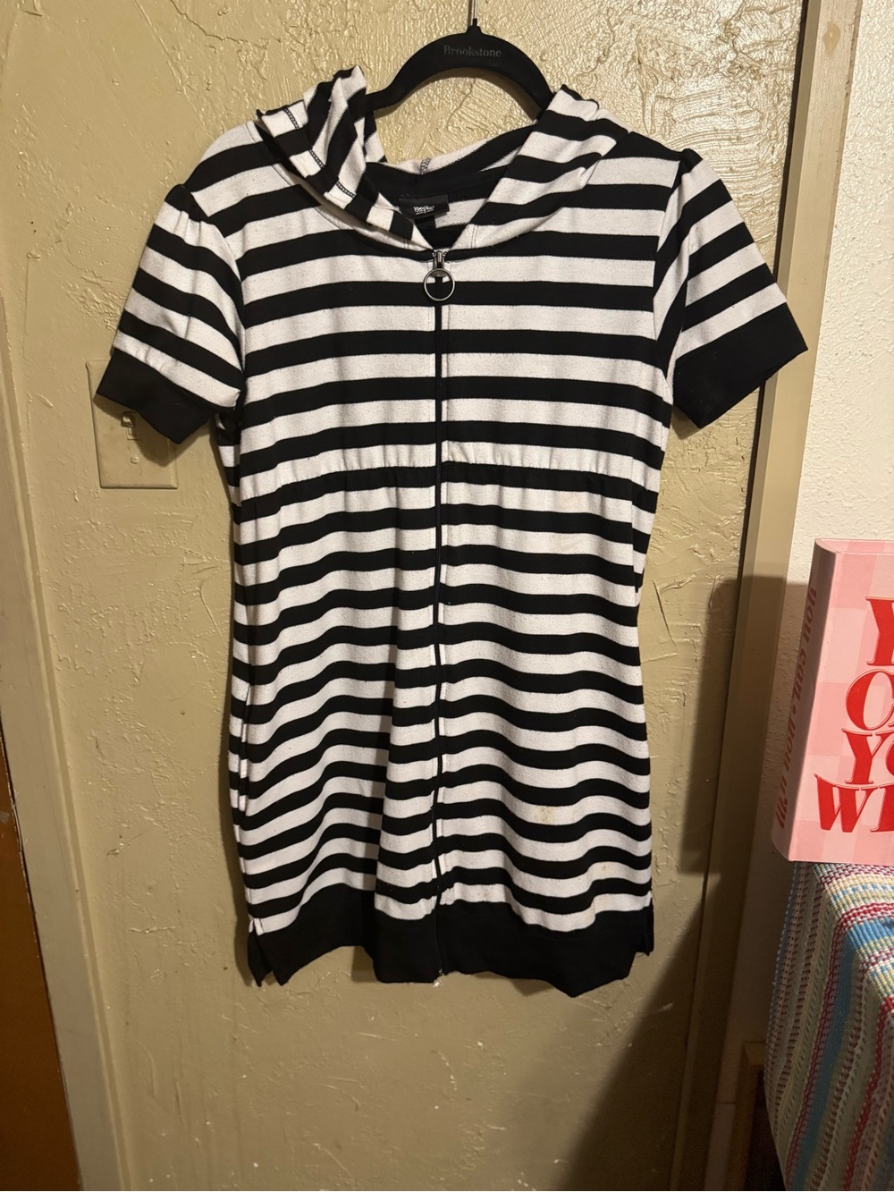 Vintage Mossimo black and white striped bathing suit cover